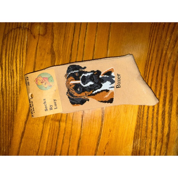 Socks By Lucy Accessories - Socks By Lucy Boxer Dog Novelty Crew Socks Women Size 10 13 Tan
